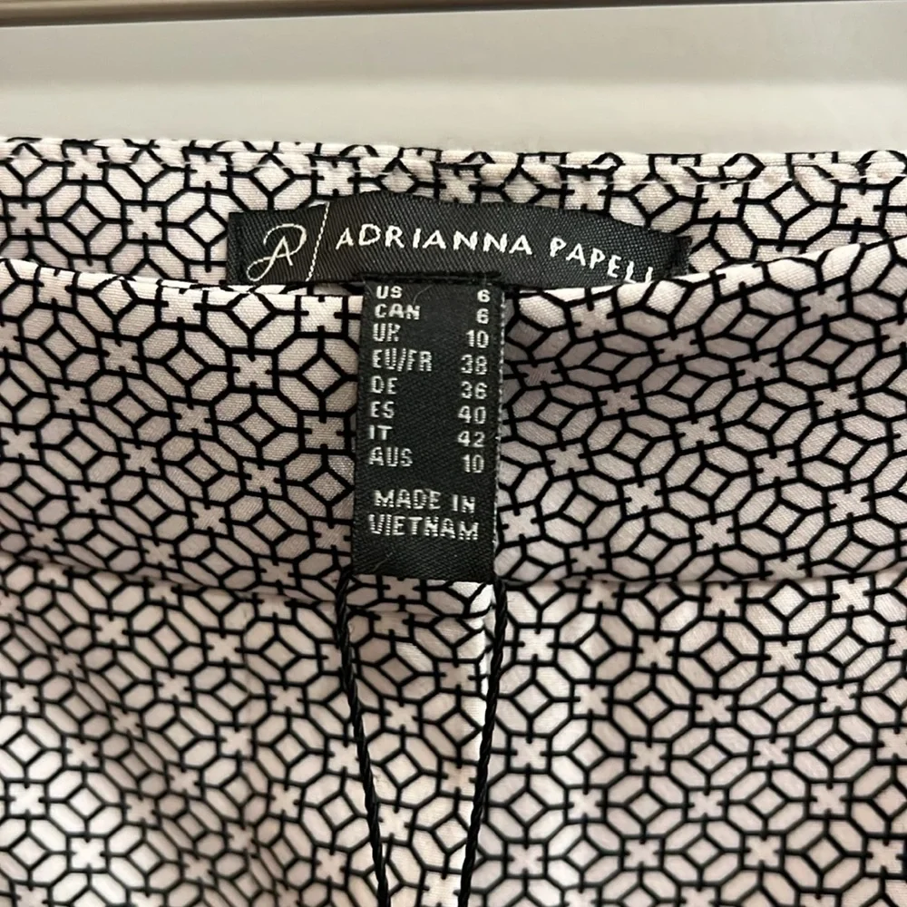 Adrianna Papell NEW mid-rise tailor taper Y2K 90’s trouser White Black Sz 6